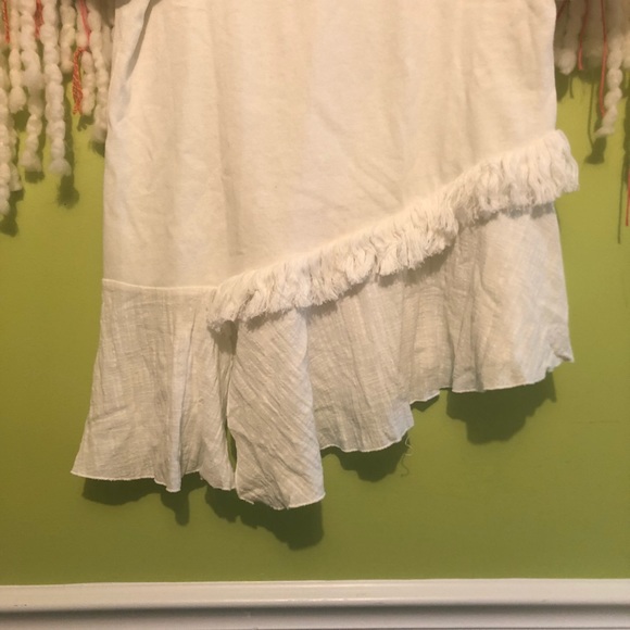 Zara white short sleeve asymmetrical fringe top - Picture 16 of 16